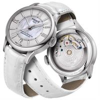 TISSOT 杜魯爾系列真鑽機械動力80腕錶-珍珠貝x白/32mm T0992071611600