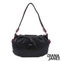 Diana Janes 牛皮撞色多用女包-莓紅邊
