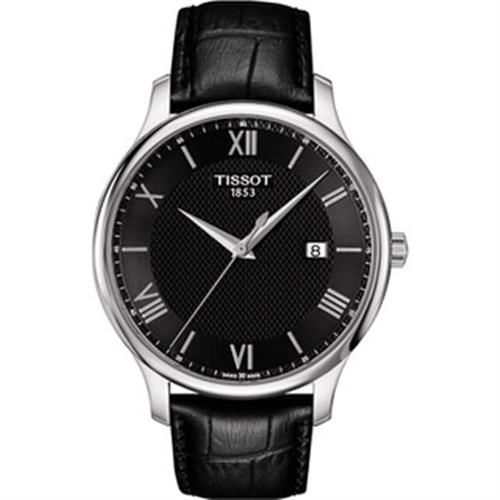 TISSOT Tradition 羅馬經典大三針石英腕錶-黑/42mm T0636101605800