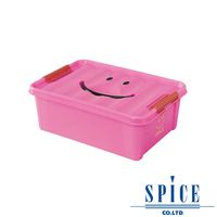SPICE KIDS馬卡龍附蓋微笑整理箱收納箱桃紅S