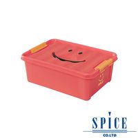 SPICE KIDS馬卡龍附蓋微笑整理箱收納箱紅色S