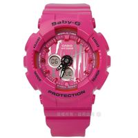 Baby-G CASIO / BA-120SP-4A / 卡西歐噴漆塗鴉街頭雙顯橡膠手錶 洋紅色 43mm