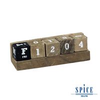【日本 SPICE 】天然木材 可愛 E.D.G.E 桌上立方塊木年曆 S / 備忘錄 年曆