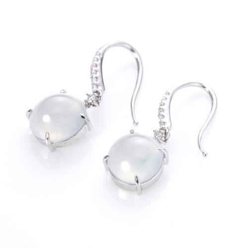 Dolly 典雅氣質冰種白翡耳環