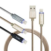 XM 2.4A iPhone 7 Plus i7 Lightning 8pin 快速鋁合金LED傳輸充電線
