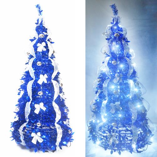 6尺/6呎(180cm) 浪漫裝飾彈簧摺疊聖誕樹(銀藍色系)