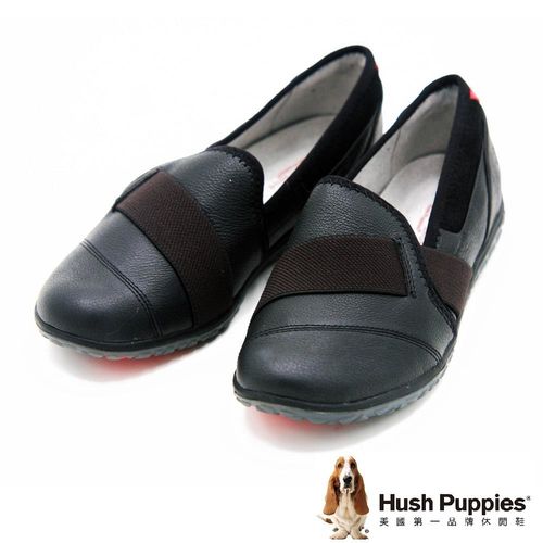 Hush Puppies 鬆緊帶素面平底 女鞋-黑