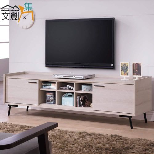 【文創集】米斯 時尚6尺木紋二門長櫃/視聽櫃(二色可選)