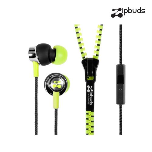 【Zipbuds】拉鍊專利耳機-入耳式 Pro Mic 系列-電音黃 (附線控裝置及麥克風)