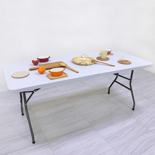 【頂堅】寬180公分-對摺折疊桌/書桌/電腦桌/摺疊餐桌/工作桌/休閒露營桌/擺攤拜拜桌