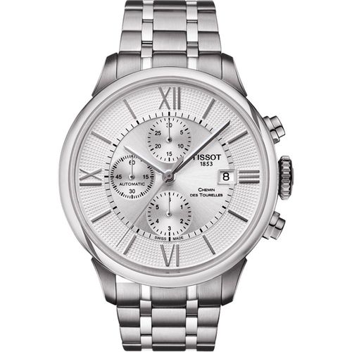 TISSOT 杜魯爾系列機械計時腕錶-銀/44mm T0994271103800