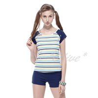 【沙兒斯品牌】亮麗經典條紋時尚二件式短袖泳裝 NO.B92660-02