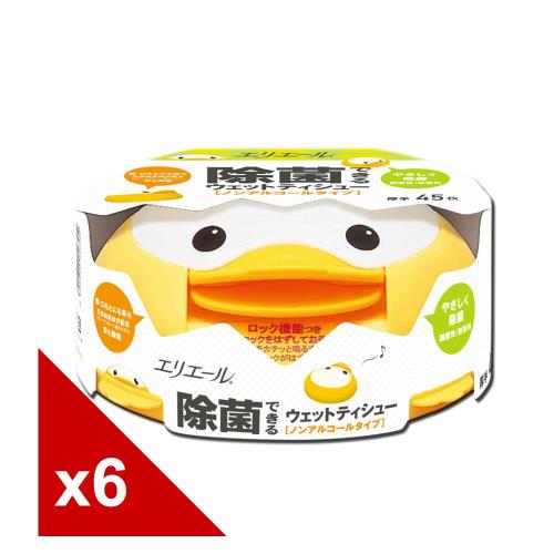 日本大王elleair小鴨抗菌濕紙巾 不含酒精(45片x6盒)
