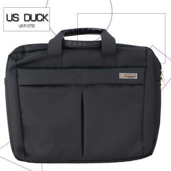 【US DUCK】 時尚黑 尼龍電腦公事包UKP-2112(筆電防震設計)