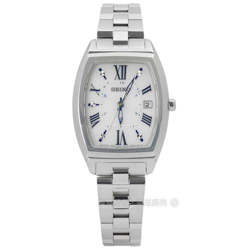 SEIKO 精工 / 1B22-0CC0S.SSQW031J / LUKIA 冬季戀歌太陽能電波日期鈦金屬手錶 銀色 25mm