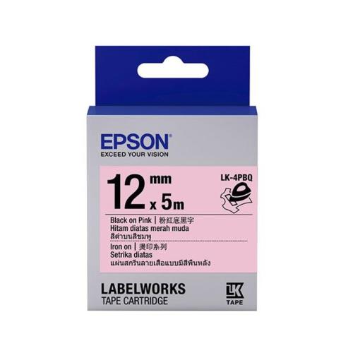 EPSON LK-4PBQ C53S654444 燙印系列粉紅底黑字標籤帶(寬度12mm)