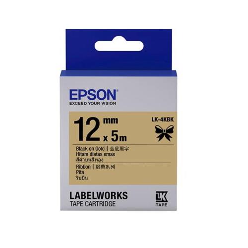 EPSON LK-4KBK C53S654431 緞帶系列金底黑字標籤帶(寬度12mm)