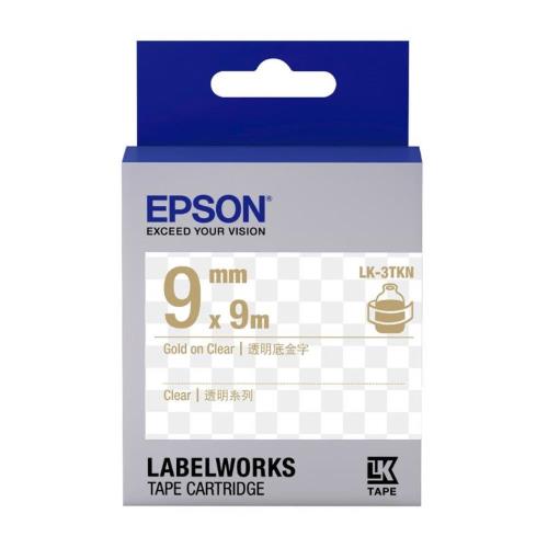 EPSON LK-3TKN透明系列透明底金字標籤帶(寬度9mm)
