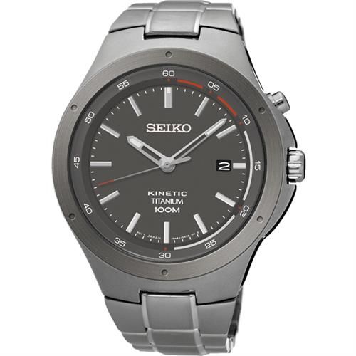 SEIKO Kinetic 鈦 科技人動電能腕錶-銀灰/43mm 5M82-0AT0G(SKA713P1)