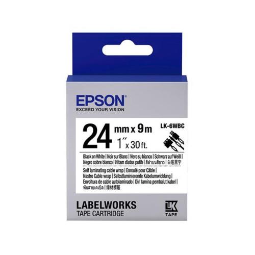 EPSON LK-6WBC C53S656901 線材標籤系列白底黑字標籤帶(寬度24mm)