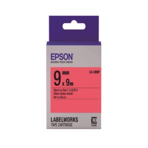 EPSON LK-3RBP 粉彩系列紅底黑字標籤帶(寬度9mm)