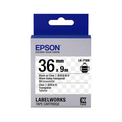 EPSON LK-7TBN 透明系列透明底黑字標籤帶(寬度36mm)