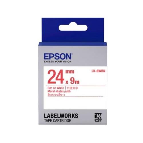 EPSON LK-6WRN 一般系列白底紅字標籤帶(寬度24mm )