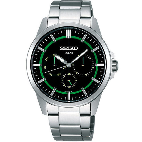 SEIKO Spirit 風行者太陽能日曆腕錶-綠x銀/39mm V14J-0AX0M(SBPV905J)