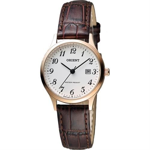 ORIENT 東方錶 優雅復刻數字石英女錶-白x玫瑰金框/28mm FSZ3N007W