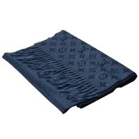 LV M70257 經典Monogram LOGO GRADIENT系列羊毛圍巾(海軍藍)