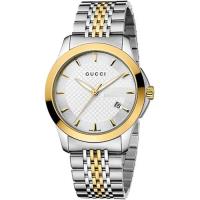 GUCCI 古馳 G-Timeless 菱格紋時尚腕錶-銀x雙色/38mm YA126409