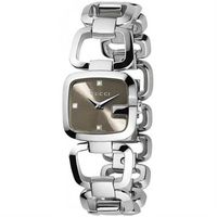 GUCCI G-Gucci 時尚晶鑽鍊帶錶-咖啡/22.5x24mm YA125503