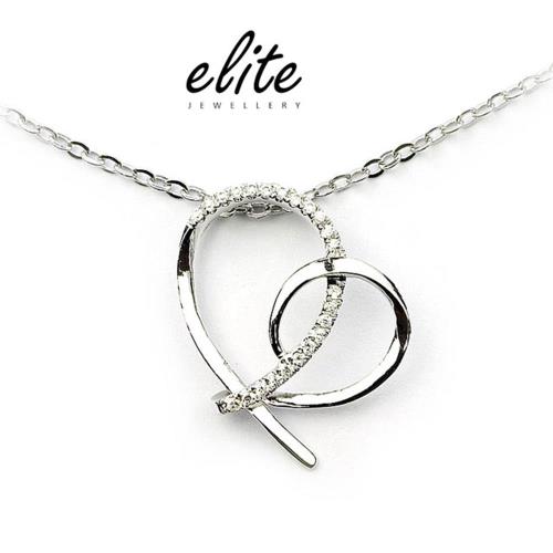 【Elite 伊麗珠寶】925純銀項鍊 八心八箭美鑽系列-邱比特之心