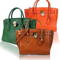 MICHAEL KORS Hamilton 鎖頭皮帶飾邊皮革手提.肩背包(3色選)