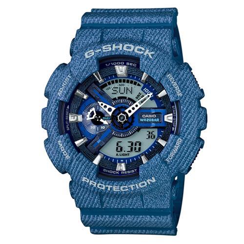 G-SHOCK 丹寧紋路潮流街頭設計時尚休閒錶 GA-110DC-2A