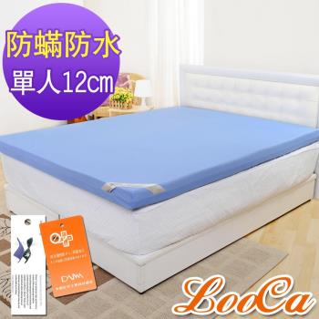 LooCa 抗菌防蹣防水12cm釋壓記憶床墊-單人