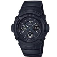 G-SHOCK 黑色控神秘弧形極速先鋒運動雙顯錶 AW-591BB-1A