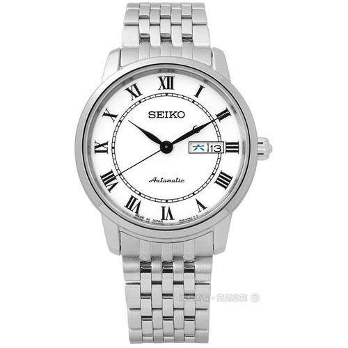 SEIKO精工 Presage 羅馬經典機械男錶-白/39mm(SRP761J1)