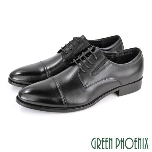 GREEN PHOENIX 沉穩質感極簡線條綁帶全真皮尖頭皮鞋(男鞋)T63-15315