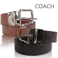 COACH 經典C LOGO壓紋皮革穿式皮帶(2色選)