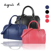 agnes b. New York 牛皮兩用波士頓包(大/多色選)