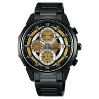 WIRED SOLAR 限量潮流玩家太陽能計時腕錶-金x黑/42mm V176-0AK0SD(AY9007X1)