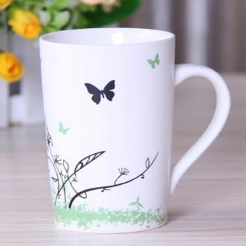 [協貿國際]   陶瓷杯帶蓋咖啡馬克杯  綠蝶