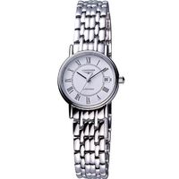 LONGINES Presence 經典羅馬鋼帶機械腕錶-銀/25.5mm L43214116
