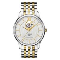TISSOT 天梭 Tradition 80小時動力鏤空機械腕錶-銀x雙色/40mm T0639072203800