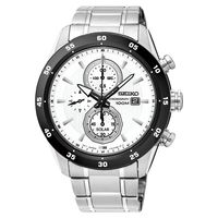 SEIKO精工 Criteria 零極限三眼計時腕錶-白x銀/44mm V176-0AR0W(SSC535P1)