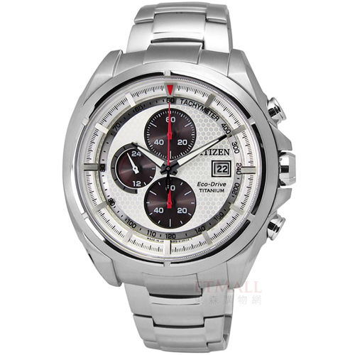 CITIZEN 星辰表 / CA0551-50A /Eco-Drive 極品潮男光動能超級鈦男錶 白x紅 44mm