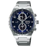 SEIKO 精工 SPIRIT 太陽能兩地時間計時腕錶-藍/41mm V195-0AE0B(SBPJ023J)