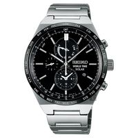 SEIKO 精工 SPIRIT 太陽能兩地時間計時腕錶-黑/41mm V195-0AE0D(SBPJ025J)