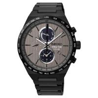 SEIKO 精工 SPIRIT 太陽能兩地時間計時腕錶-灰x鍍黑 V195-0AE0N(SSC527J1)